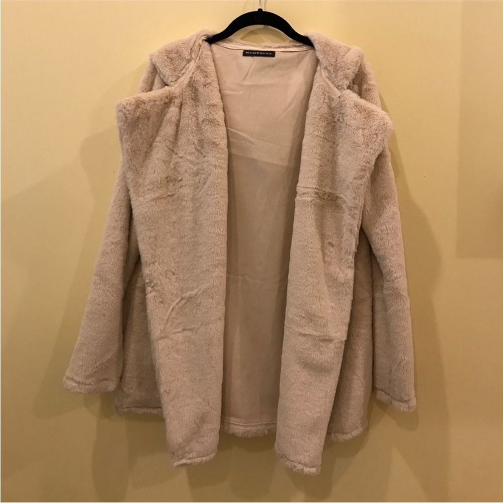 NWOT Brandy Melville Faux Fur Hooded Coat | One Size Fits Most